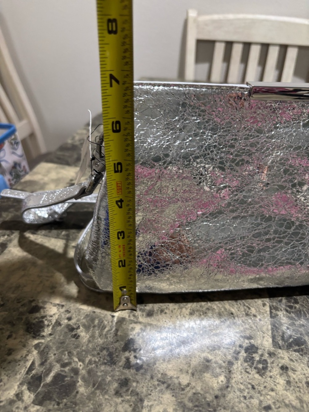 Silver Cracked-Texture Convertible Clutch - Picture 7 of 8